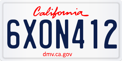 CA license plate 6XON412