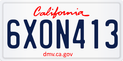 CA license plate 6XON413
