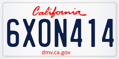 CA license plate 6XON414