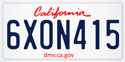 CA license plate 6XON415