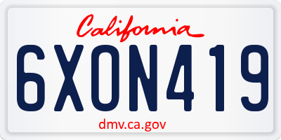 CA license plate 6XON419