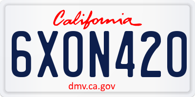 CA license plate 6XON420