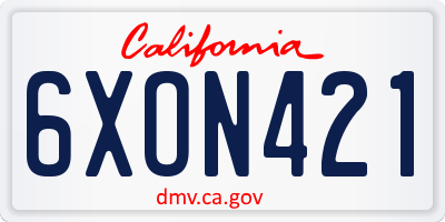 CA license plate 6XON421