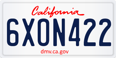 CA license plate 6XON422