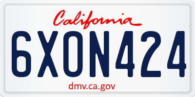 CA license plate 6XON424