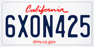 CA license plate 6XON425