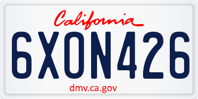 CA license plate 6XON426