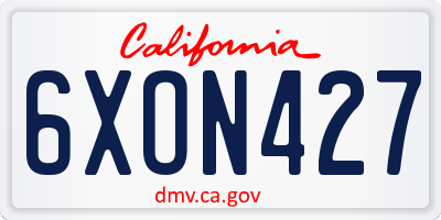 CA license plate 6XON427