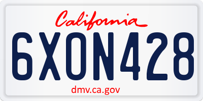 CA license plate 6XON428
