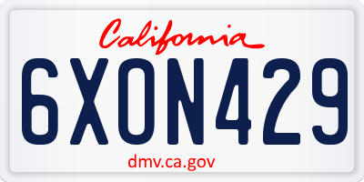CA license plate 6XON429