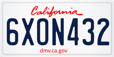 CA license plate 6XON432