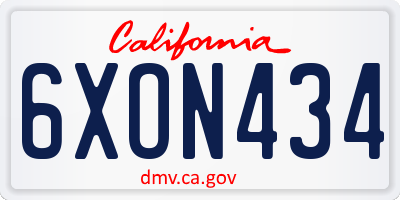 CA license plate 6XON434