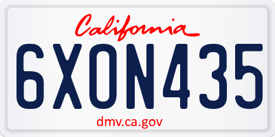 CA license plate 6XON435
