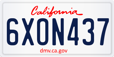 CA license plate 6XON437