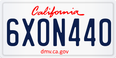 CA license plate 6XON440