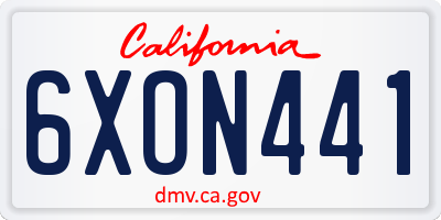 CA license plate 6XON441