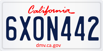 CA license plate 6XON442