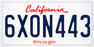 CA license plate 6XON443