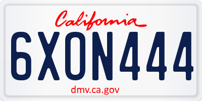CA license plate 6XON444