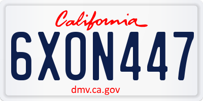 CA license plate 6XON447