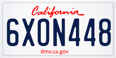 CA license plate 6XON448