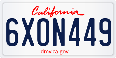 CA license plate 6XON449