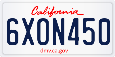 CA license plate 6XON450