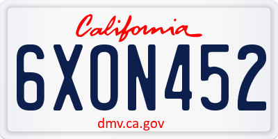 CA license plate 6XON452