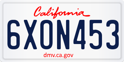 CA license plate 6XON453