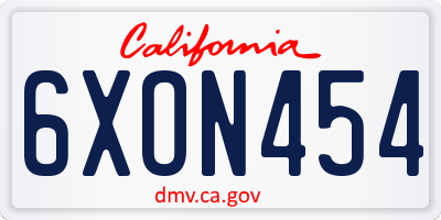 CA license plate 6XON454