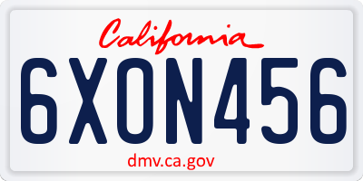 CA license plate 6XON456
