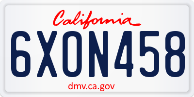 CA license plate 6XON458