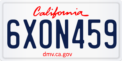 CA license plate 6XON459