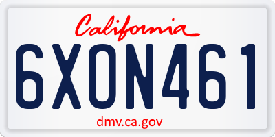 CA license plate 6XON461
