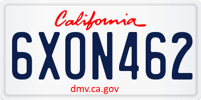 CA license plate 6XON462