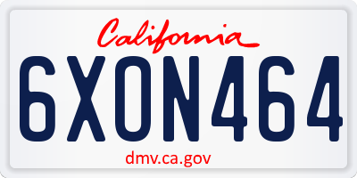 CA license plate 6XON464