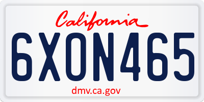 CA license plate 6XON465
