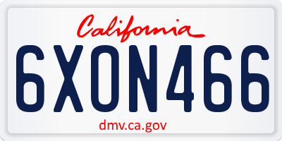CA license plate 6XON466