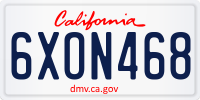CA license plate 6XON468