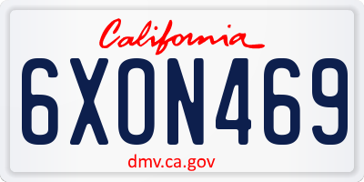 CA license plate 6XON469
