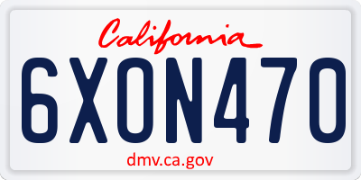 CA license plate 6XON470