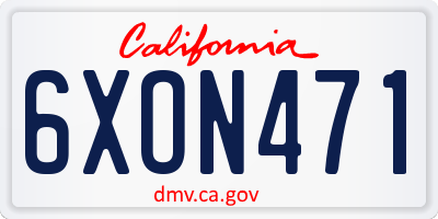 CA license plate 6XON471
