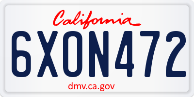 CA license plate 6XON472