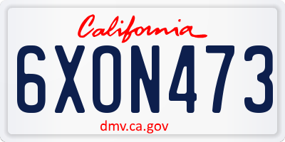 CA license plate 6XON473