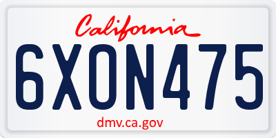 CA license plate 6XON475