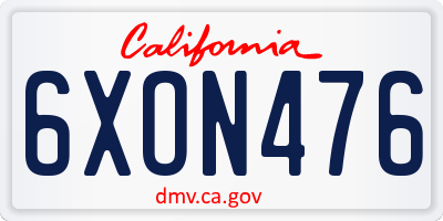 CA license plate 6XON476