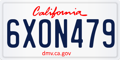 CA license plate 6XON479