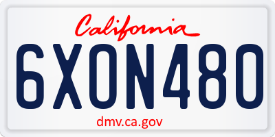 CA license plate 6XON480