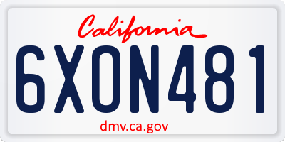 CA license plate 6XON481