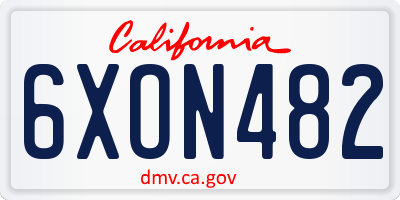 CA license plate 6XON482